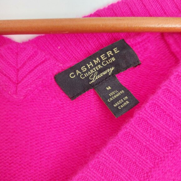 Charter Club Pink Cashmere Sweater Double V-Neck Pearl Embellished Feminine - Picture 4 of 10